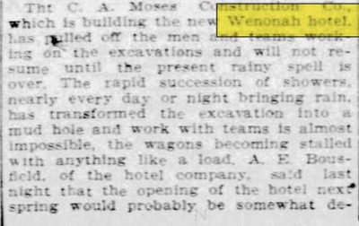 Wenonah Hotel - Sep 19 1907 Article (newer photo)